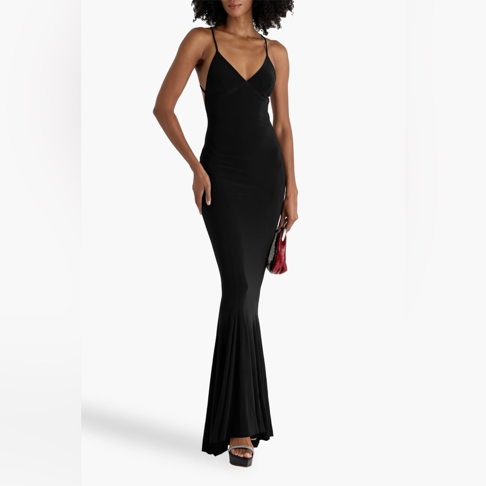 Norma Kamali Black Mermaid Fishtail Slip Gown - Picture 9 of 10
